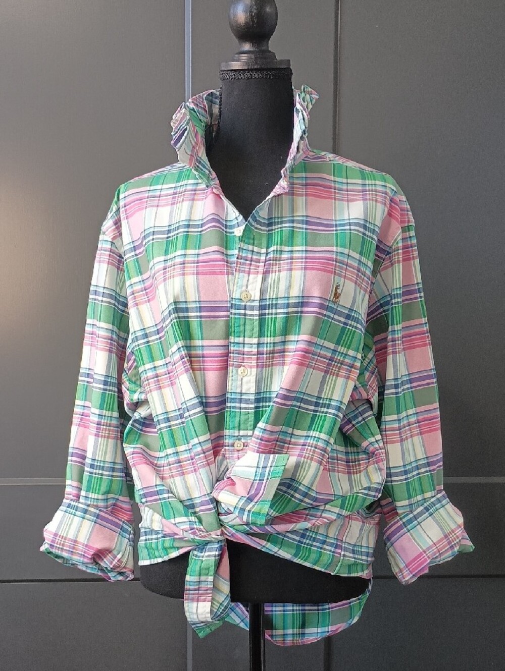 Upcycled Women's Ralph Lauren Ruffled Collar Shirt #164